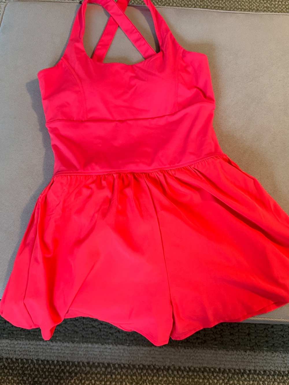 ZYIA Bright Pink Crossback Skirted Bodysuit